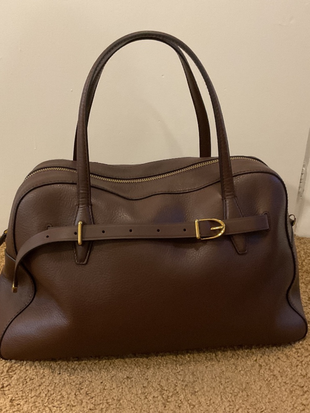 Madewell Medium Sized Satchel Bag, Dark Brown Color, 100% Leather